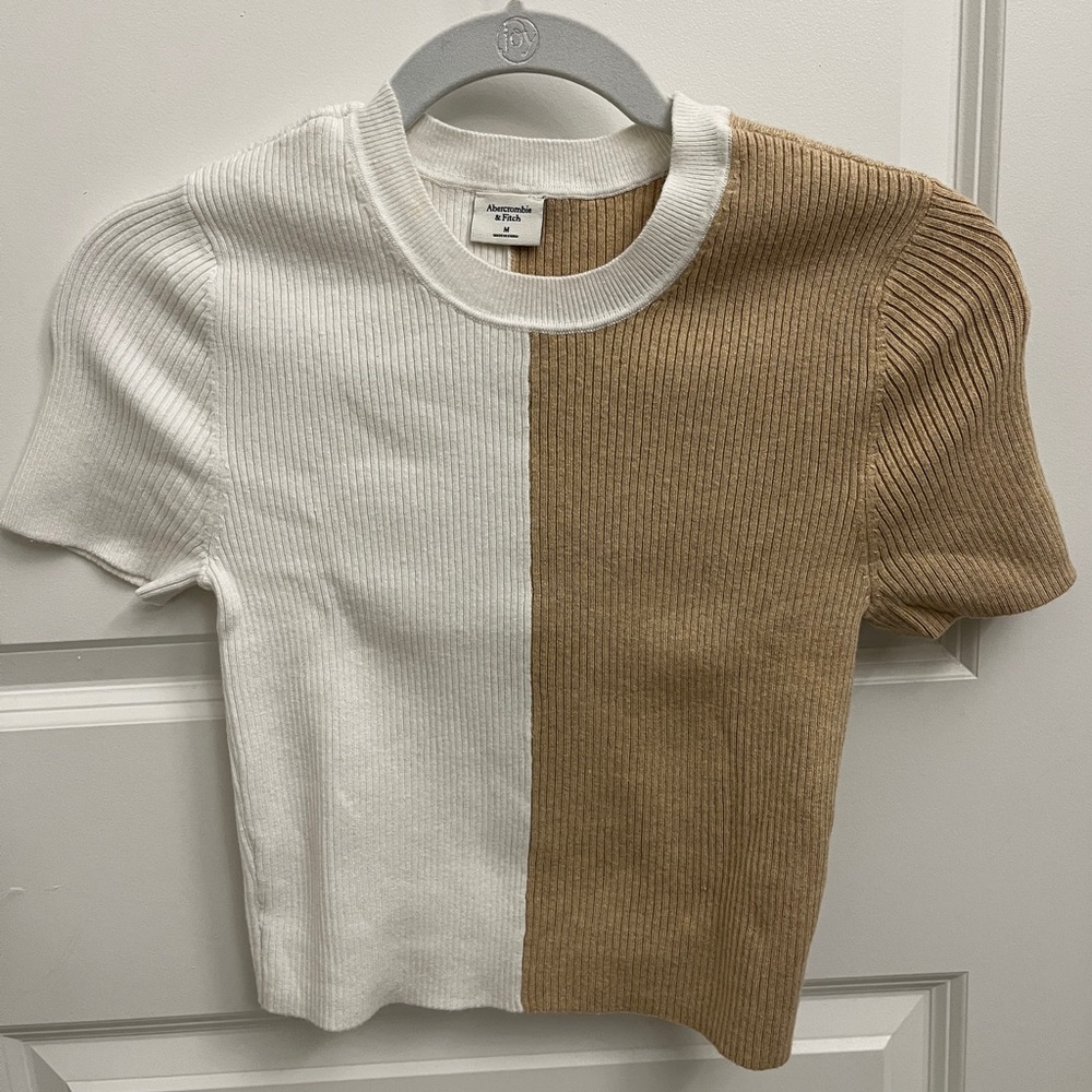 Abercrombie & Fitch color block knit top - beige/white